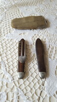 Összecsukható régi,Ed.Wüsthof fanyelű kés és villa,dugóhúzóval