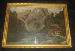 Old signed painting in a frame