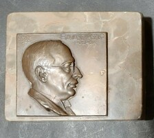 Sződy szird: cunning Bishop László - marked bronze plaque, 1925