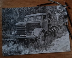 Jármű szén és grafit rajz rendelésre
