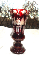 Fridrich Egermann antik  cseh üveg váza 21 cm magas, szájátmérő 10 cm