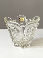LUX GLASS FACONNE MAIN MADE IN AUSTRIA ART DECO VASTAG ÖNTÖTT JELZETT ÜVEG VÁZA