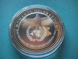 10 Dollár  Egyesült Nemzetek Szervezetének Megalakulása 1945 ( ENSZ )  zárt kapszulában Libéria 2001