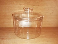 Vékony üveg tároló edény fedővel - átm. 18,5 cm