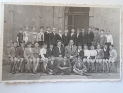 D198120 class photo tata vaszary jános school-dr. Director Ferenc Gira, on the back is a list of students