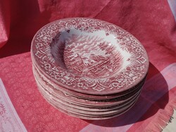 9 Pcs. English scene porcelain deep plate