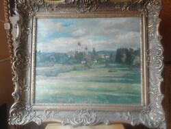 Painting by the painter János Krizsán from Nagybánya (1866 - 1948) with a frame