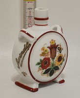 Zsolnay "Gschwindt" színes népi virágmintás porcelán kulacs (2759)