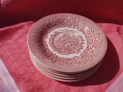 5 Pcs. English, scenic porcelain saucer, small plate