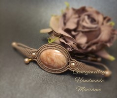 Macramé bracelet with a custom-made stone. Handmade Christmas gift for my beloved.