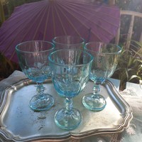A beautiful sky blue or aqua blue stemmed glass