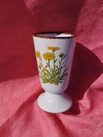 Növényhatározós porcelán talpas csésze, bögre