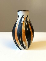 Lívia Gorka (1925-2011) painted retro ceramic vase 17.5 Cm