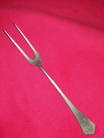 Antique silver-plated alpaca two-pronged meat fork 26 cm - 9 cm with skewer head condition according to the pictures 2
