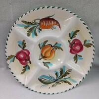 Vegetable pattern, Italian, divided, marked..Ceramic serving bowl, plate,