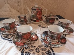 Old oriental porcelain colored tea set for 4 people for sale!