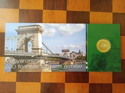 200 HUF first day coin in 2009 and banknote 2006 in decorative packaging