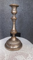 Antique, copper, embossed candle holder, height: 27 cm, base diameter: 12.8 cm, marked, min, damaged