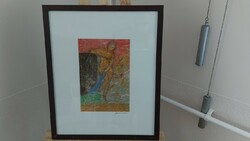 (K) Female Nude - Abstract Painting 44x54 cm with Frame