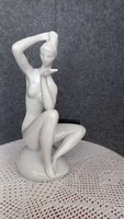 Zsolnay base-glazed porcelain female nude figure (Turkish Jénos 1963), 23 x 12 cm, with minimal damage