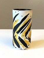 Lívia Gorka (1925-2011) cylindrical painted retro ceramic vase 17 cm