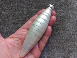 Csepp alakú ezüstös színű üveg karácsonyfadísz