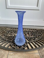 25.5 cm magas kék váza repesztett Gyönyörű  Fátyolüveg fátyol karcagi berekfürdői üveg