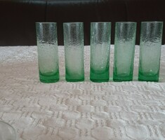5062 - Karcagi,berekfürdői fátyolüveg röviditalos zöld poharak