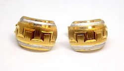 Yellow-white gold engraved earrings (zal-au118244)