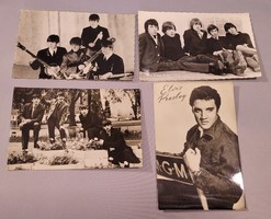 Régi képeslap ( Elvis Presley, Rolling Stones, 2db Beatles. )