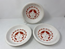 3 pcs retro granite children's porcelain deep plate