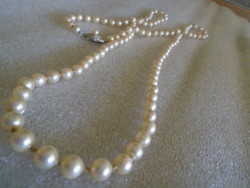 Marked silver clasp pearl necklace old antique piece all eyes knotted
