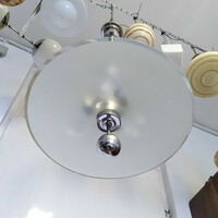 Art deco - Streamline 3 égős nikkelezett csillár felújítva - savmart üvegtárcsa