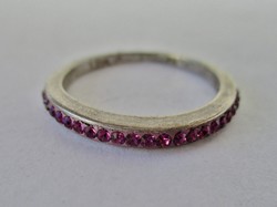 Szép régi kézműves ezüst gyűrű pici lilás kövekkel