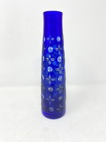 Retro blue small floral polished decorative glass vase