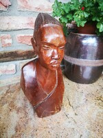 African American female wooden bust sculpture