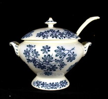Around 1890 antique faience villeroy & boch soup bowl with ladle