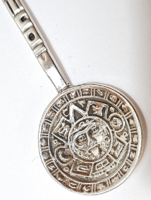 MA MINDENT ELADOK! :) Mexikói ezüst kanál, azték motívumokkal díszítve /925-ös