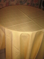 Beautiful yellow checkered damask tablecloth
