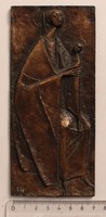 Bronze plaquette of Mary with her child German ii. Pál János 1988