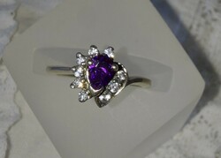 Amethyst Cubic Zirconia Sparkling New Silver Ring