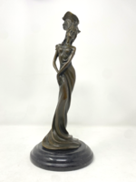Marked milo, a beautiful Art Nouveau woman shaped bronze candle holder