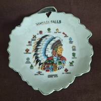 Japanese porcelain, decorative plate, Indian representation, Niagara Falls theme