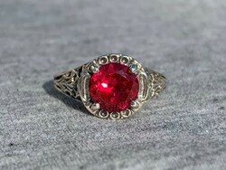 Women's silver ring with ruby stone