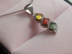 Colored sapphire 925 silver pendant