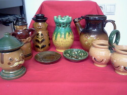 Glazed ceramic-folk ornament-silk-bait jug