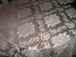 Beautiful vintage baroque patterned pink lace tablecloth
