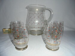 Fancy polka dot water jug with six glasses - set