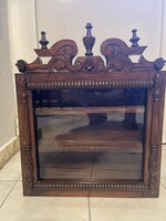 Antique carved wooden wall display case