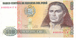 Peru 500 intis 1987 UNC